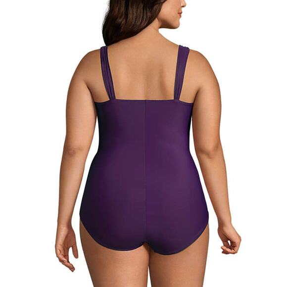 Lands End Purple Slendersuit Grecian Tummy Control One Piece Swimsuit Sz.20W - Picture 2 of 16